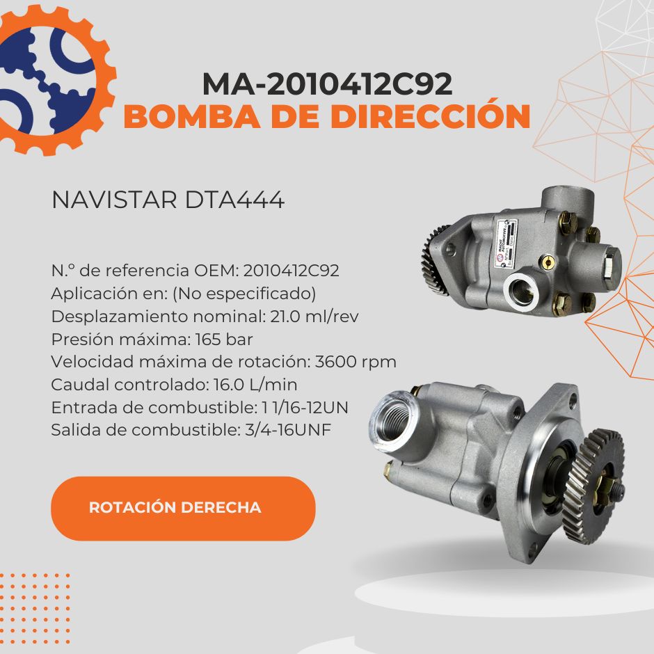 BOMBA DE DIRECCION NAVISTAR DTA444 ROTACION DERECHA MA-2010412C92