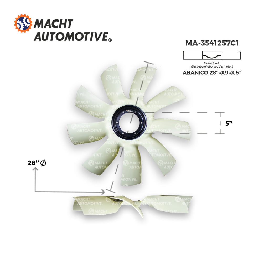 Ventilador Navistar MaxxForce 26" 9 Aspas Piloto 5" MA-3541257C1