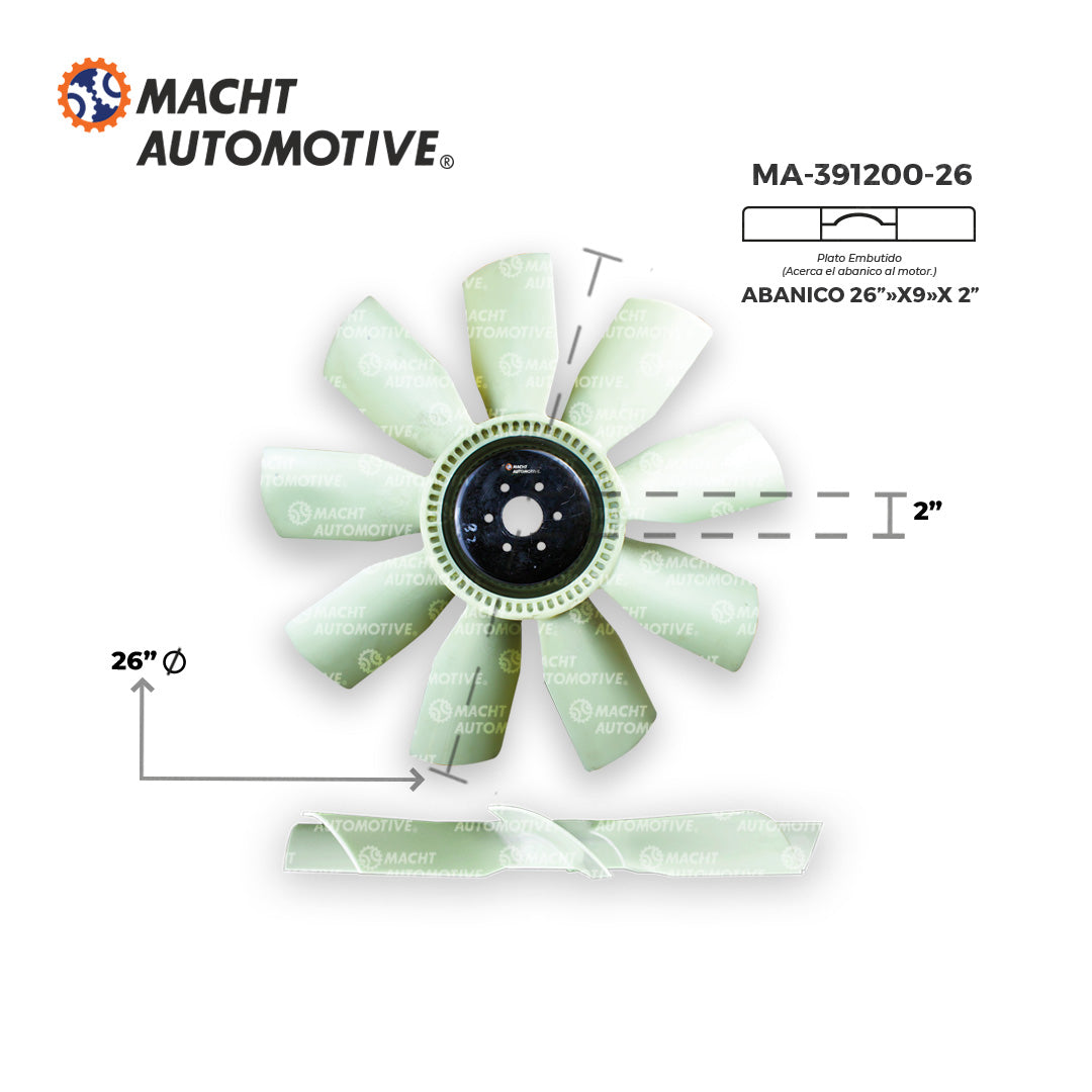 Ventilador Embutido 26" 9 Aspas Piloto 2" (Inset) MA-391200-26