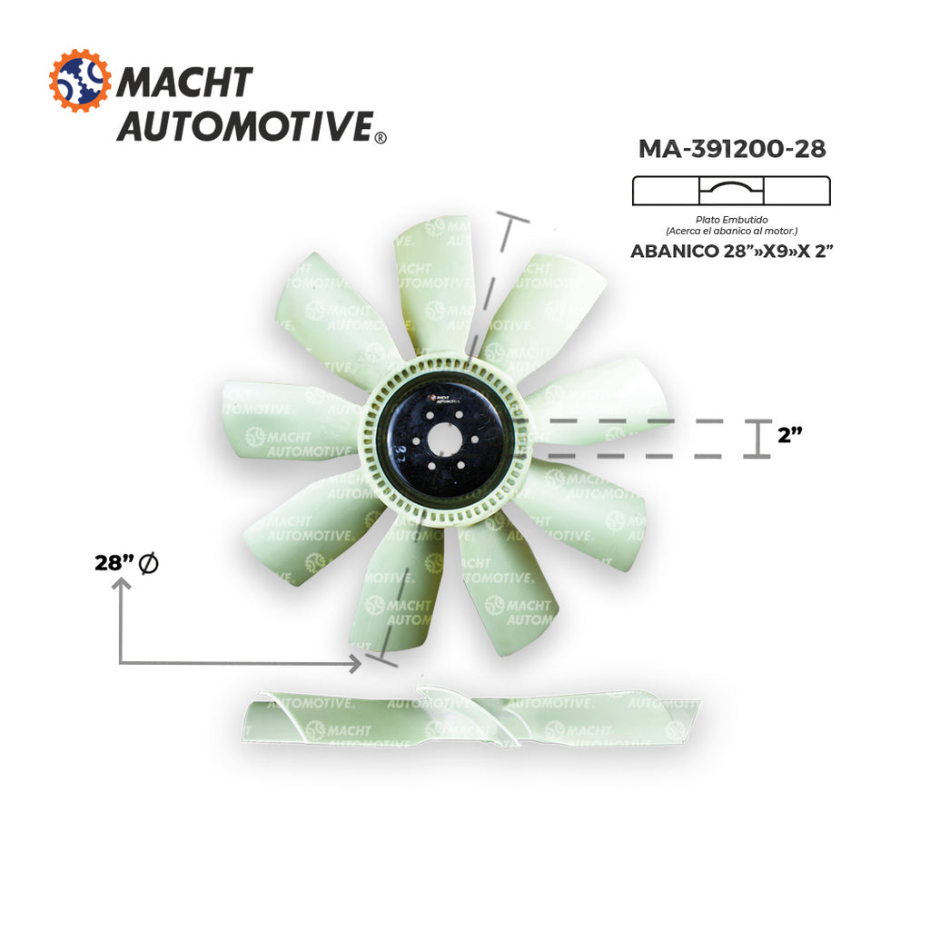 Ventilador Embutido 28" 9 Aspas Piloto 2" (Inset) MA-391200-28