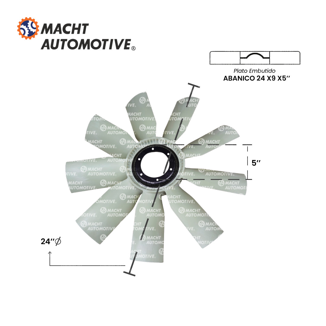 Ventilador Embutido  24" 9 Aspas Centro 5" MA-391500-24