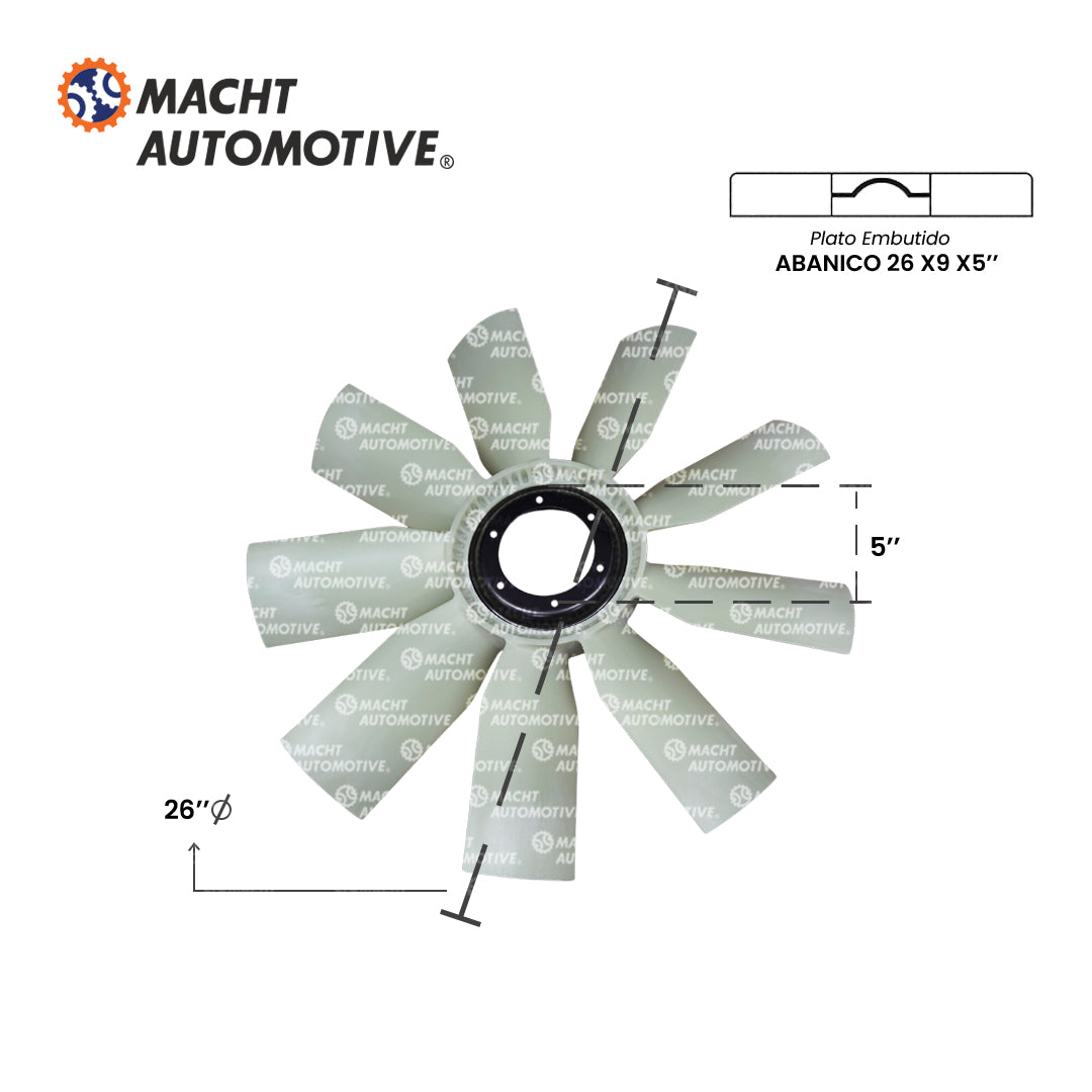 Ventilador Embutido 26" 9 Aspas Centro 5" MA-391500-26
