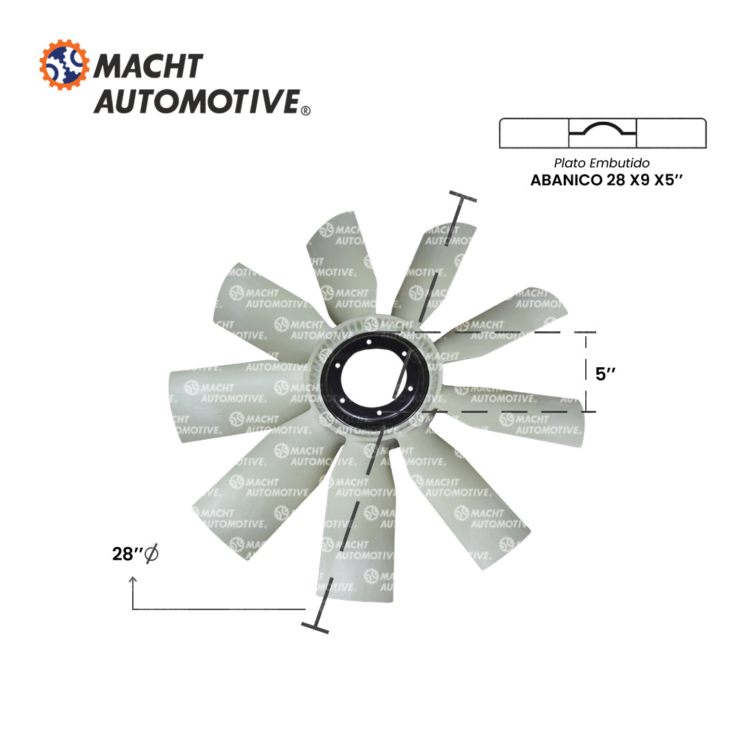 Ventilador Embutido 28" 9 Aspas Centro 5" MA-391500-28