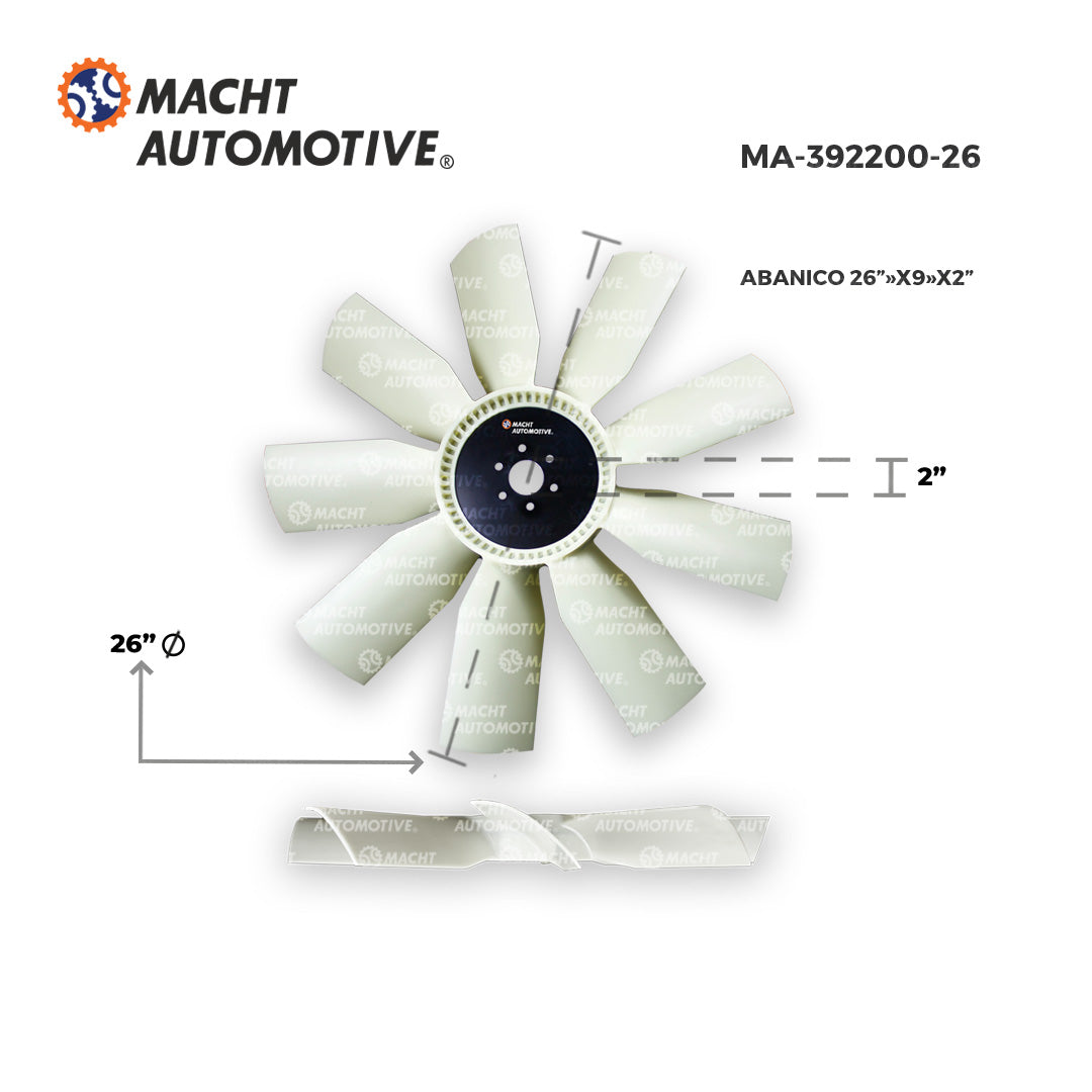 Ventilador Plano de 9 Aspas x 26" para Servicio Pesado MA-392200-26