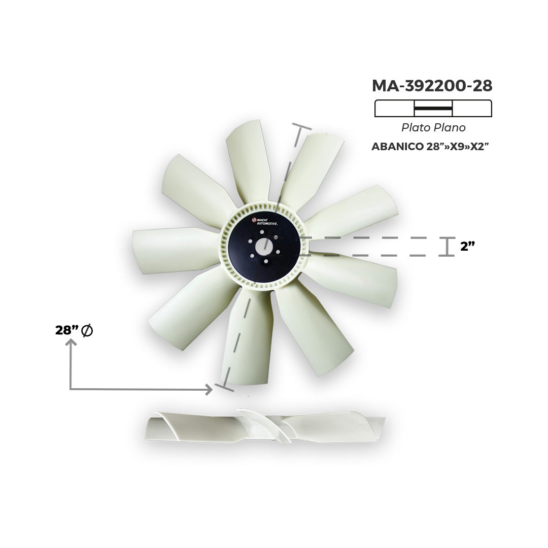 Ventilador Plano de 9 Aspas x 28" para Servicio Pesado MA-392200-28