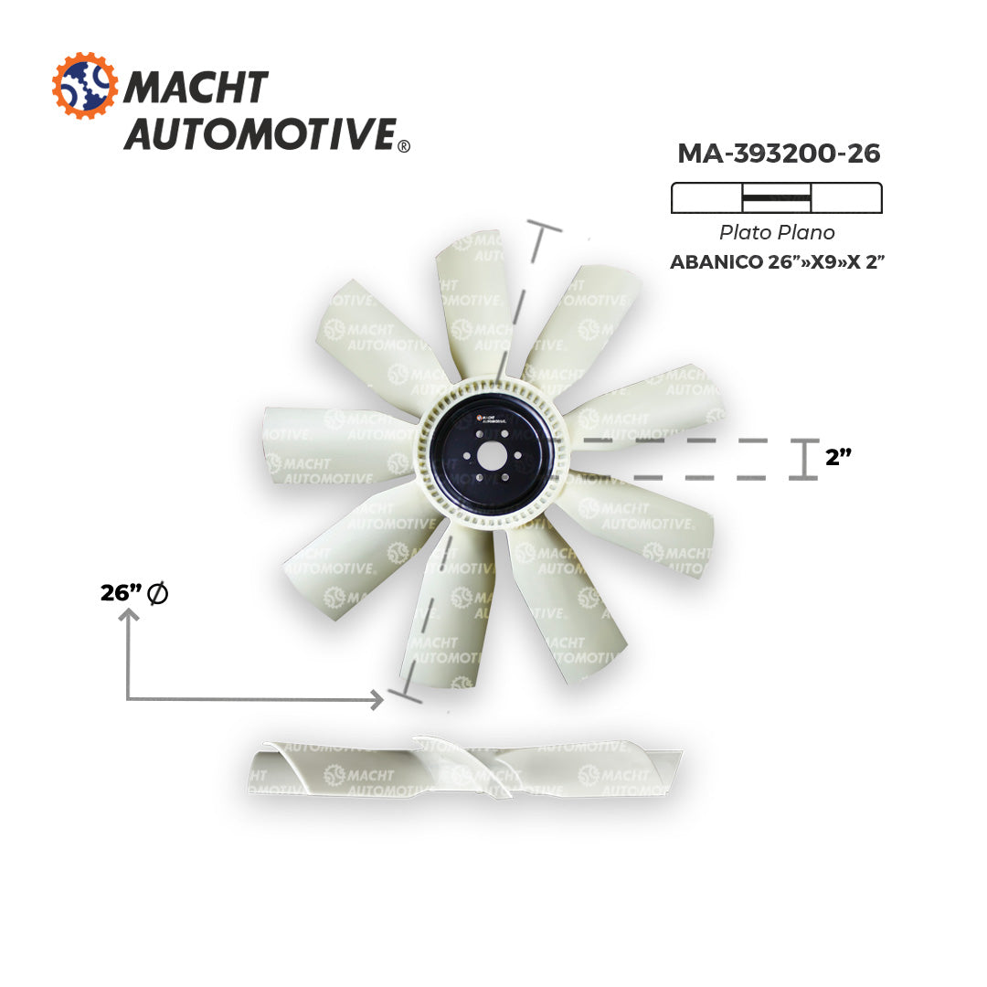 VENTILADOR HONDO 2" DE CENTRO X 9 ASPAS X 26" DE LARGO MA-393200-26