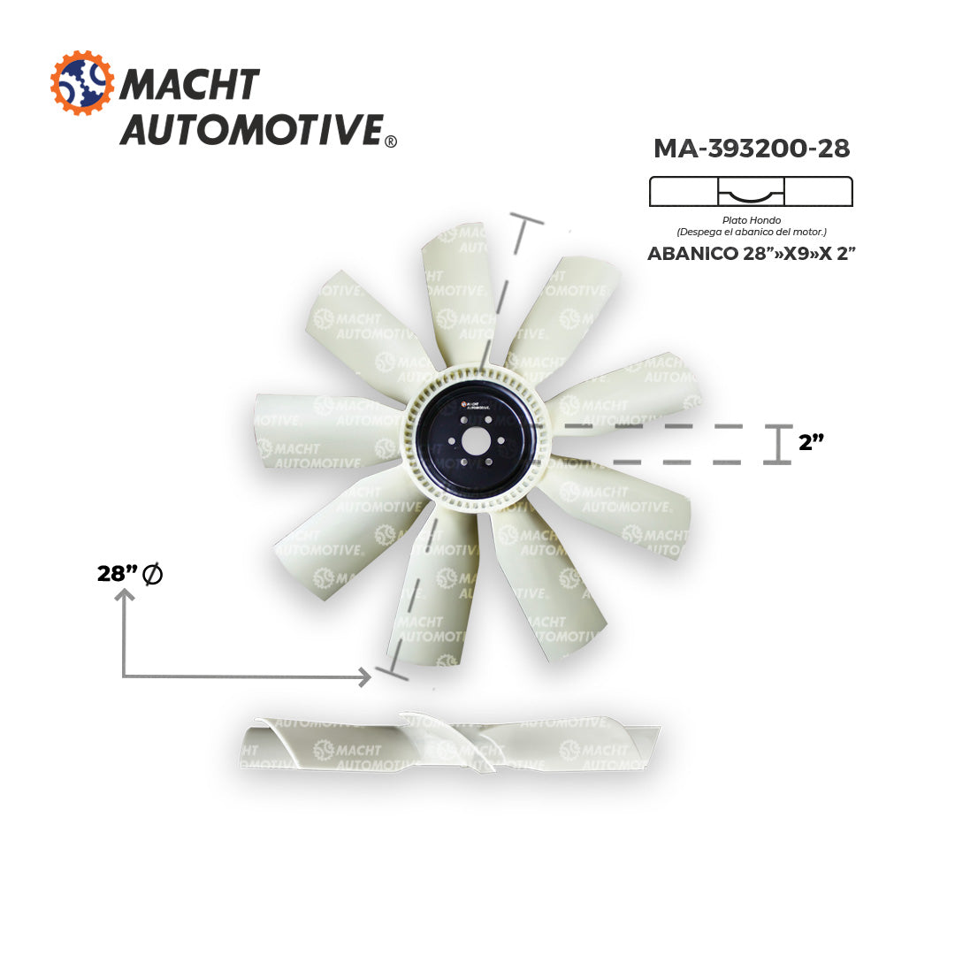 Ventilador Hondo 28" 9 Aspas Piloto 2" MA-393200-28