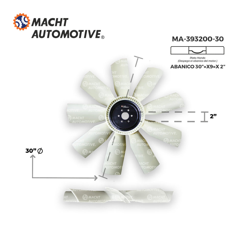Ventilador Hondo 30" 9 Aspas Piloto 2" Macht (Offset) MA-393200-30