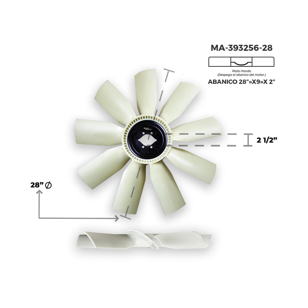 Ventilador Hondo 26" 9 Aspas Piloto 2.5" Macht (Offset) MA-393256-28