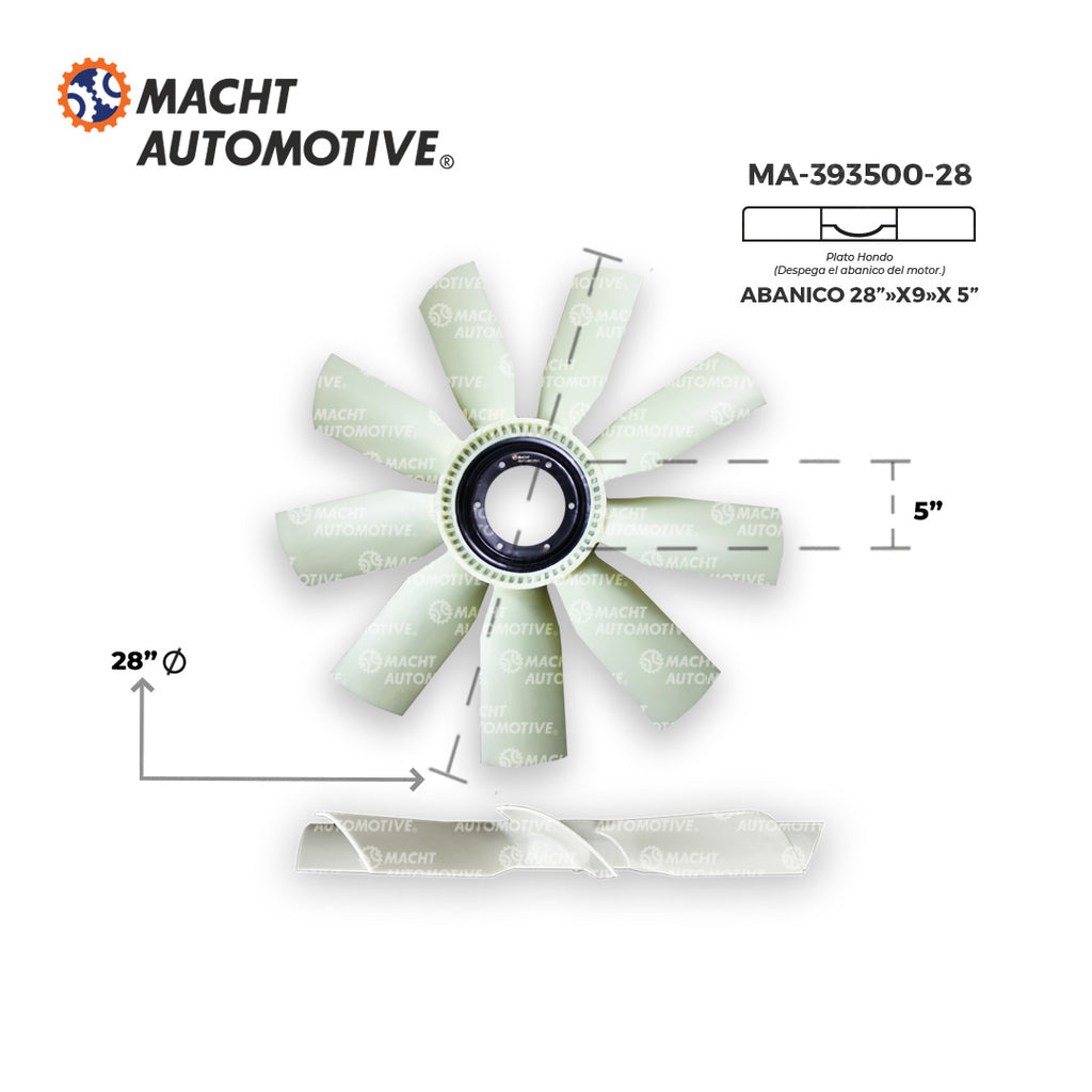 Ventilador Hondo 28" 9 Aspas Piloto 5" (Offset) MA-393500-28