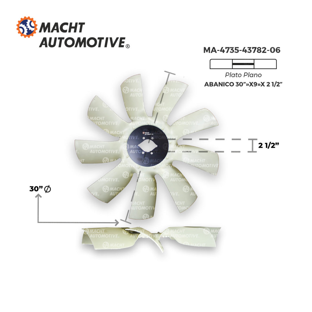 Ventilador Navistar MaxxForce 30" 9 Aspas Piloto 2.5" MA-4735-43782-06