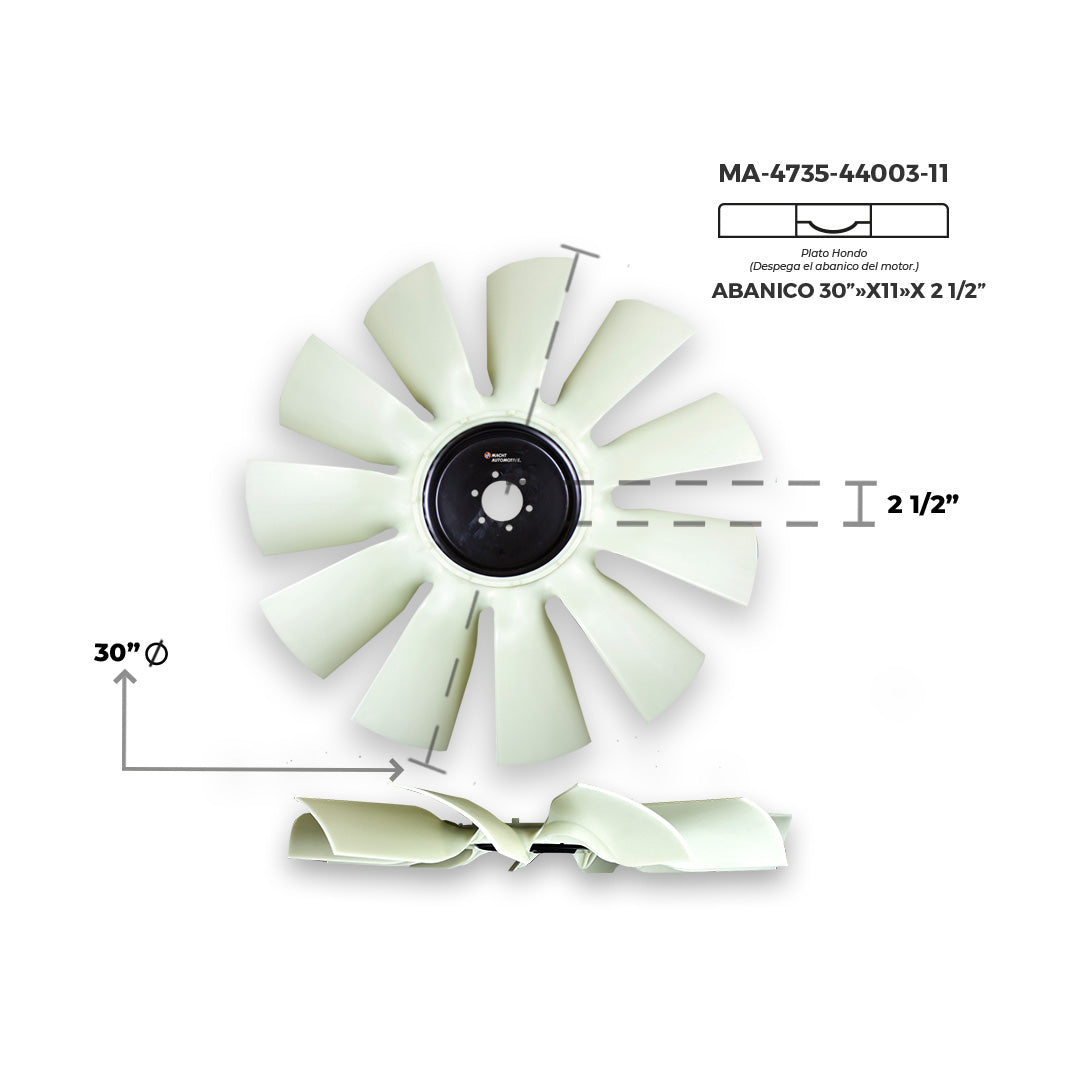 Ventilador Hondo 30" 11 Aspas Piloto 2.5" (Inset) MA-4735-44003-11