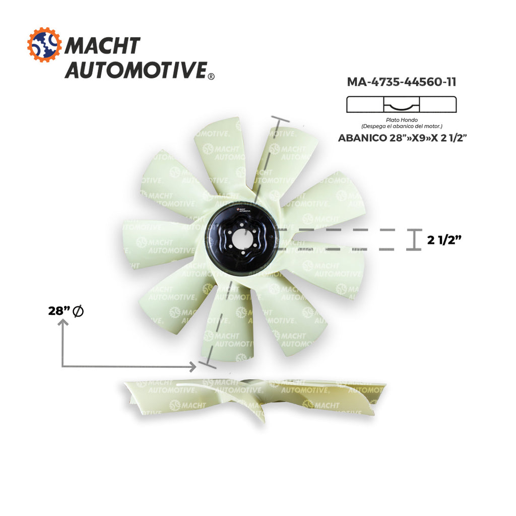 Ventilador Tipo Flor 28" 9 Aspas Piloto 2.5" (ProStar) MA-4735-44560-11