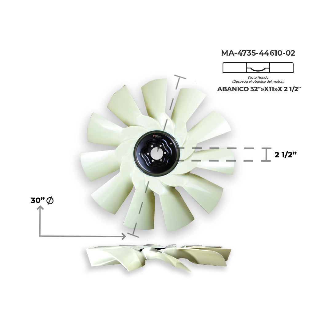 Ventilador Tipo Flor 30" 11 Aspas Piloto 2.5" (ISX) MA-4735-44610-02