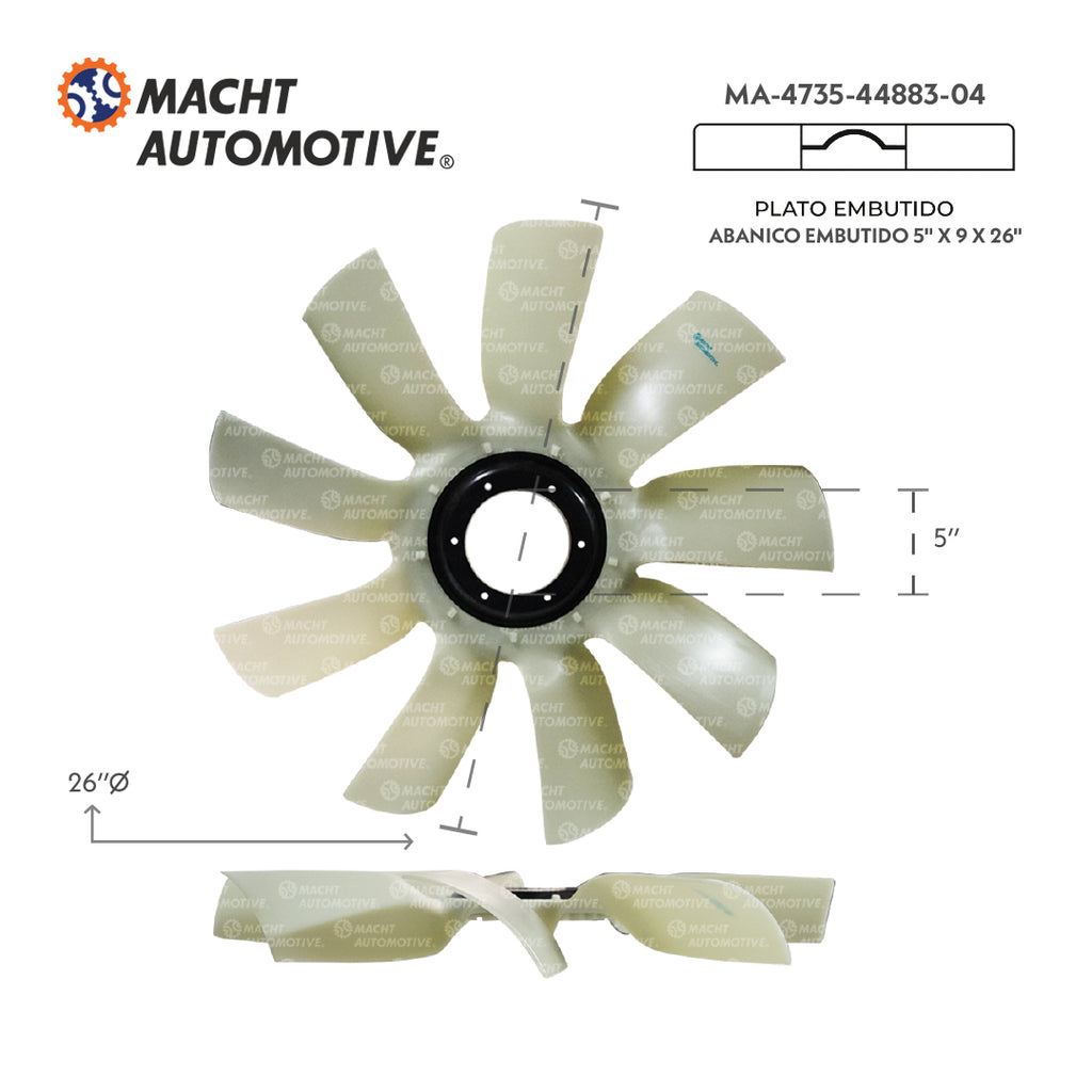 Ventilador Embutido 5 Centro X 9 Aspas X 26  Largo Maxforce MA-4735-44883-04