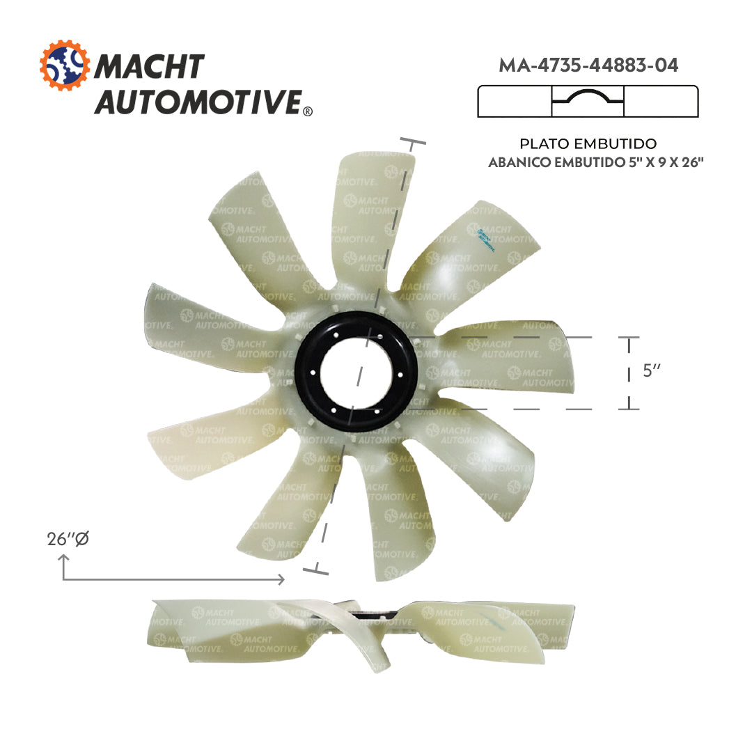 Ventilador Embutido 5 Centro X 9 Aspas X 26  Largo Maxforce MA-4735-44883-04
