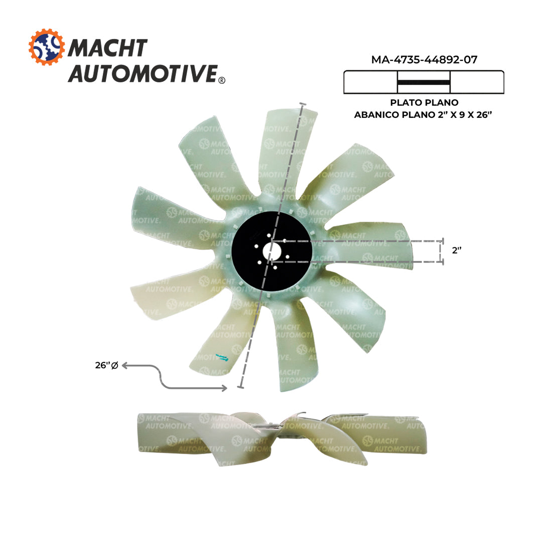 Ventilador Plano 2 de Centro X 9 Aspas X 26 de Largo MA-4735-44892-07