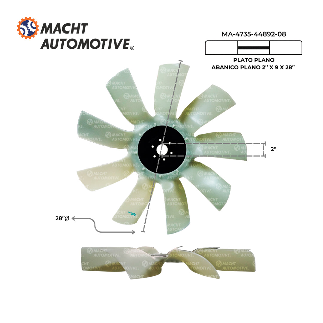 Ventilador Plano 2  De Centro X 9 Aspas X 28  De Largo MA-4735-44892-08