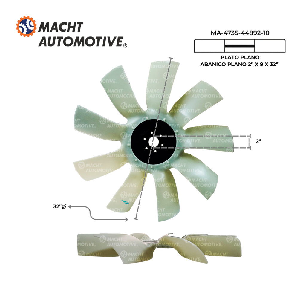 Ventilador Plano 2  De Centro X 9 Aspas X 32 De Largo MA-4735-44892-10