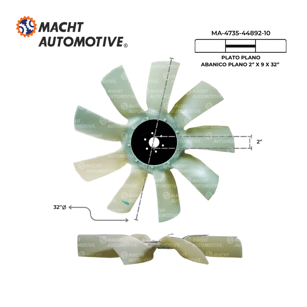 Ventilador Plano 2  De Centro X 9 Aspas X 32 De Largo MA-4735-44892-10