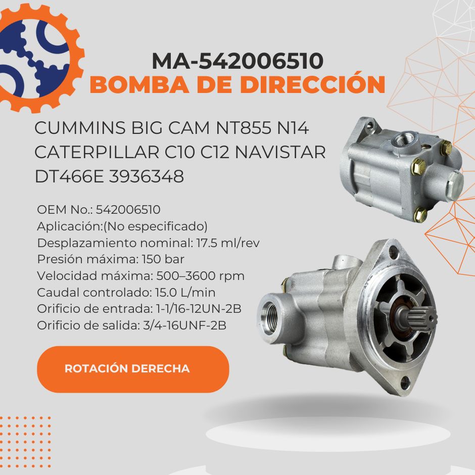 BOMBA DE DIRECCION CUMMINS BIG CAM NT855 N14 CATERPILLAR C10 C12 NAVISTAR MA-542006510