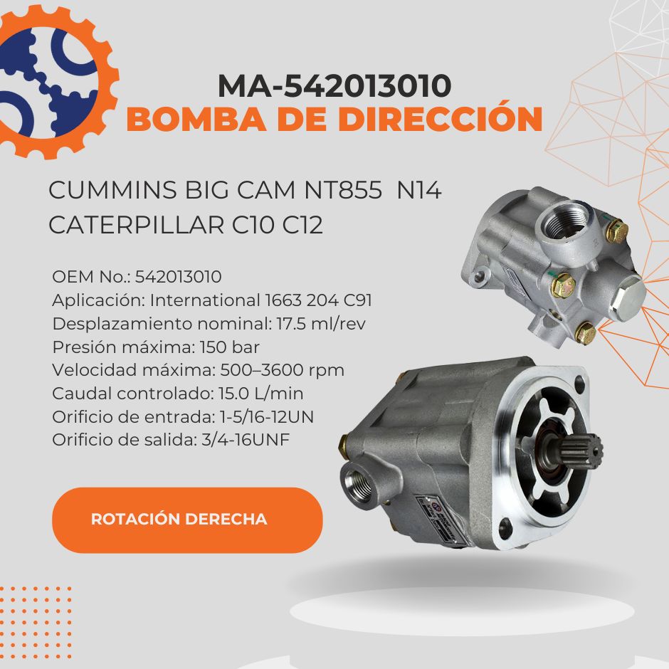 BOMBA DE DIRECCION CUMMINS BIG CAM NT855  N14 CATERPILLAR C10 C12 MA-542013010