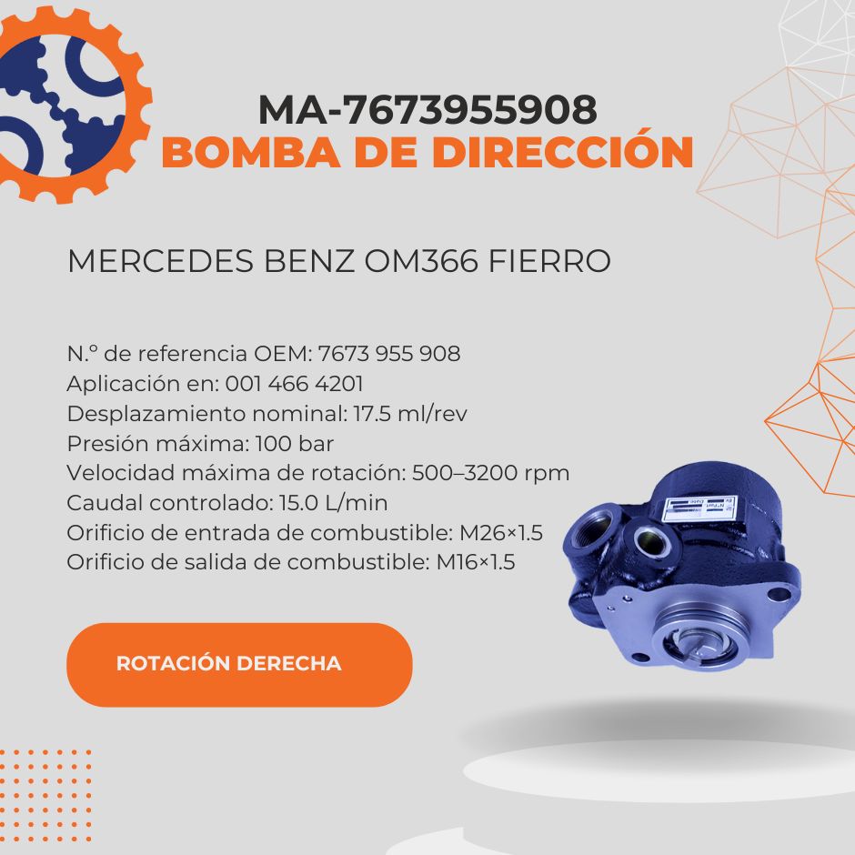BOMBA DE DIRECCION MERCEDES BENZ OM366 FIERRO MA-7673955908