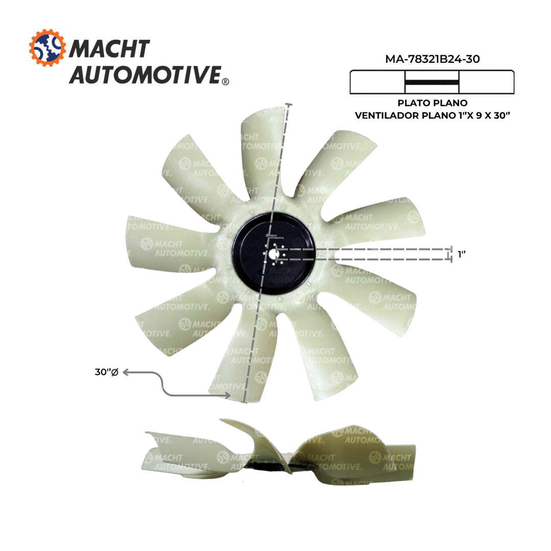 Ventilador Plano 30" 9 Aspas Piloto 1" Cummins 5.9 / CAT C7 MA-78321B24-30