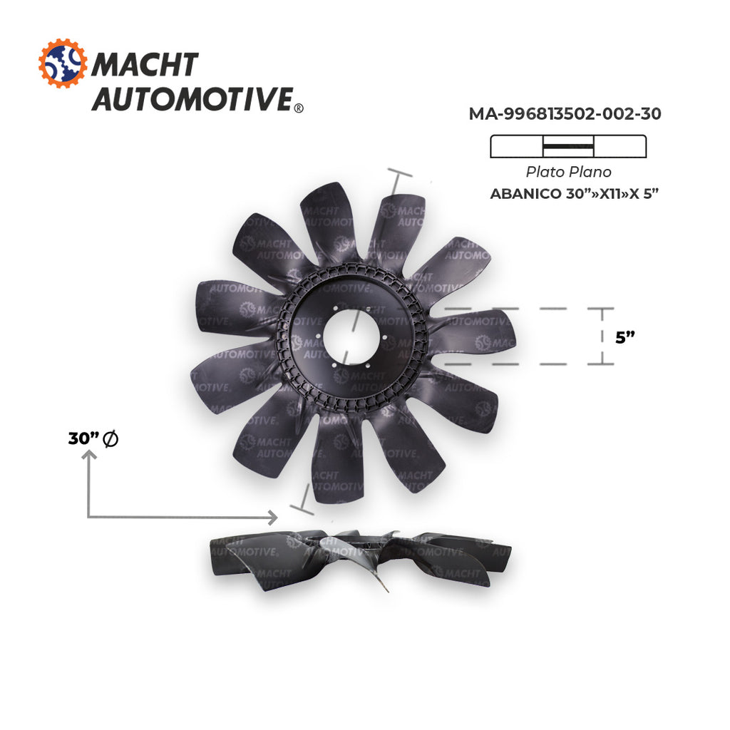 Ventilador Plano 30" 11 Aspas Piloto 5" Cummins ISX MA-996813502-002-30