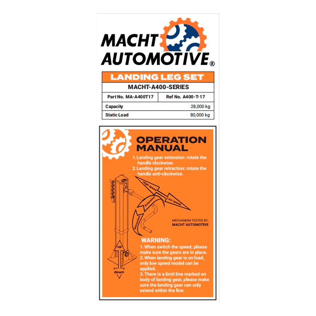 JUEGO DE PATINES DE LEVANTE TIPO JOST 17" A400-T-17 MA-A400T17