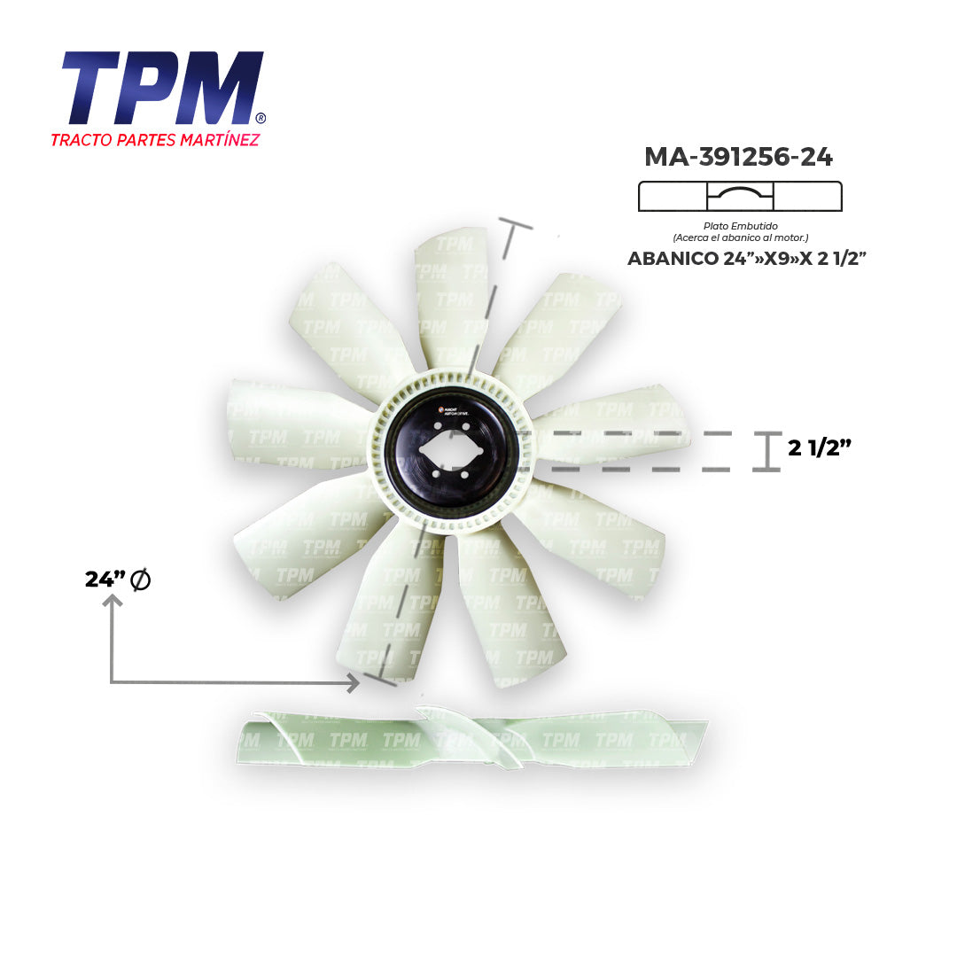 TPM Ventilador Embutido 2 1/2" x 9 Aspas x 24" MA-IZQ391256 (24, 26, 28, 30, 32)