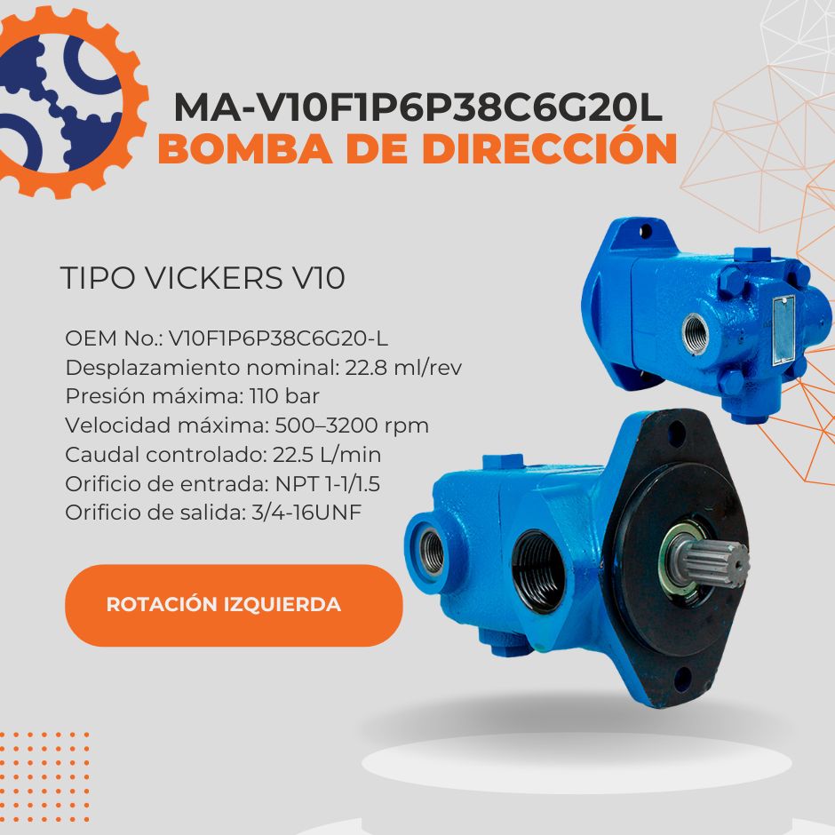 Bomba de Dirección Hidráulica MA-V10F1P6P38C6G20-L Tipo Vickers V10
